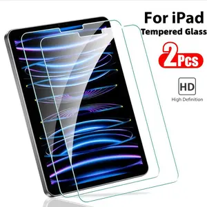 2pcs Ultra HD Tempered Glass Tablet Screen Protector, Compatible with iPad 10th-5th Gen, 10.2/11 Inch Pro, M5-M2, Anti-Scratch Clear Film