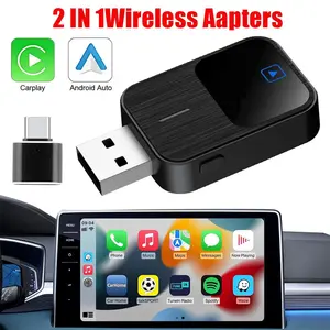 2in1 Wireless CarPlay Adapter Android Auto USB Dongle, Bluetooth 5.2, Plug & Play, Auto Connection, OTA Upgrade, USB-A/USB-C Dual Port for Original Wired CarPlay/Android Auto Cars