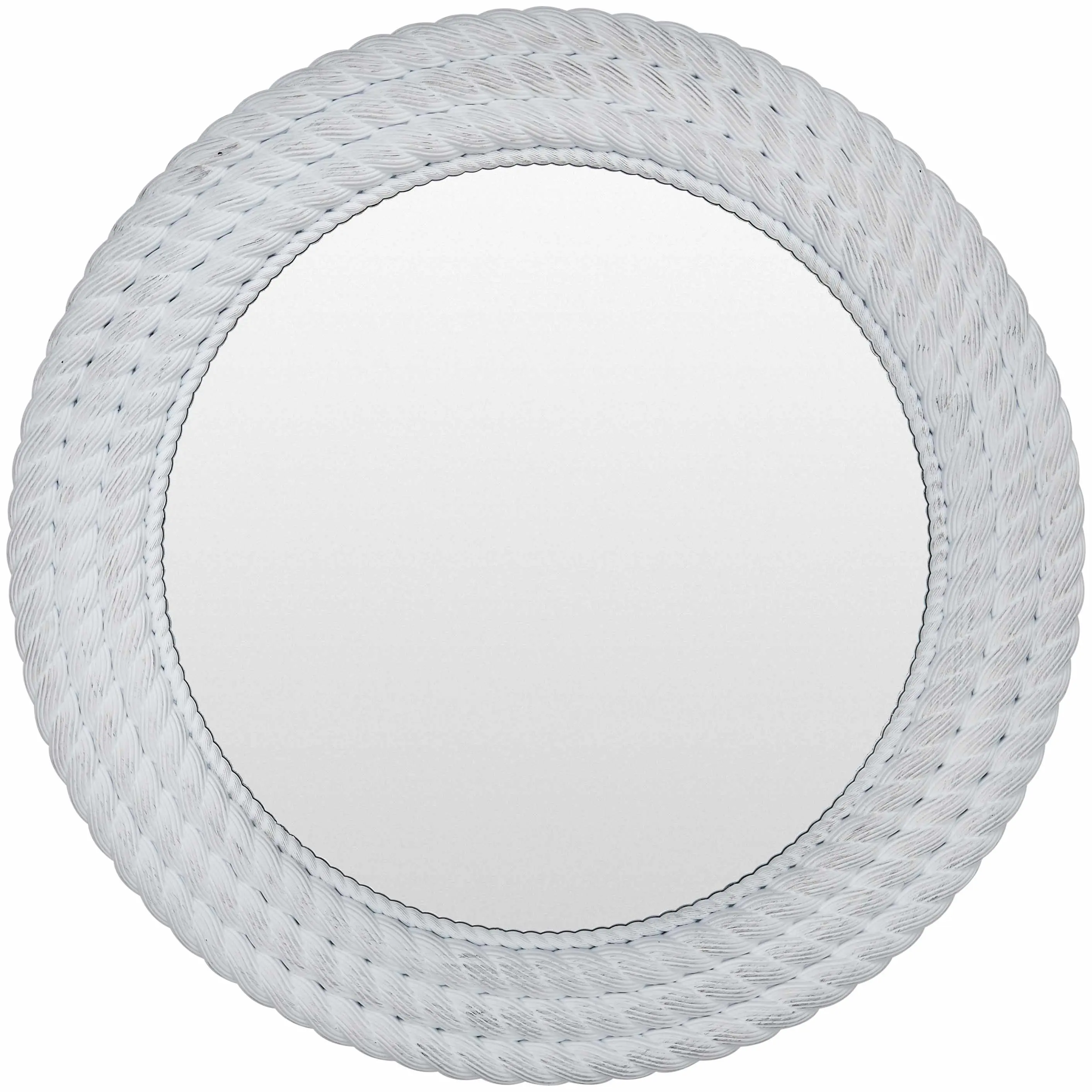 Polverigi Circular Decorative Wall Mount Mirror - Modern White No-Frills Room Decor for Living Room, Bedroom, Round