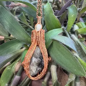 Tumbled Fluorite Gemstone Masterfully Crafted and Wire Wrapped with Copper Wire for Unique Jewelry