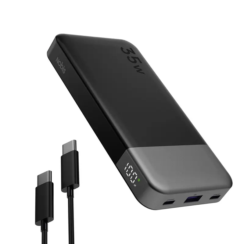 Nobis Portable Charger Power Bank - 35W 10000mAh Compact 3-Port (Type-C, USB-A) Fast Charging Mobile Battery Pack with Digital Display, Multi-Device Charging Solutions for Smartphones, Black EDC Emergency Accessory,techvibes