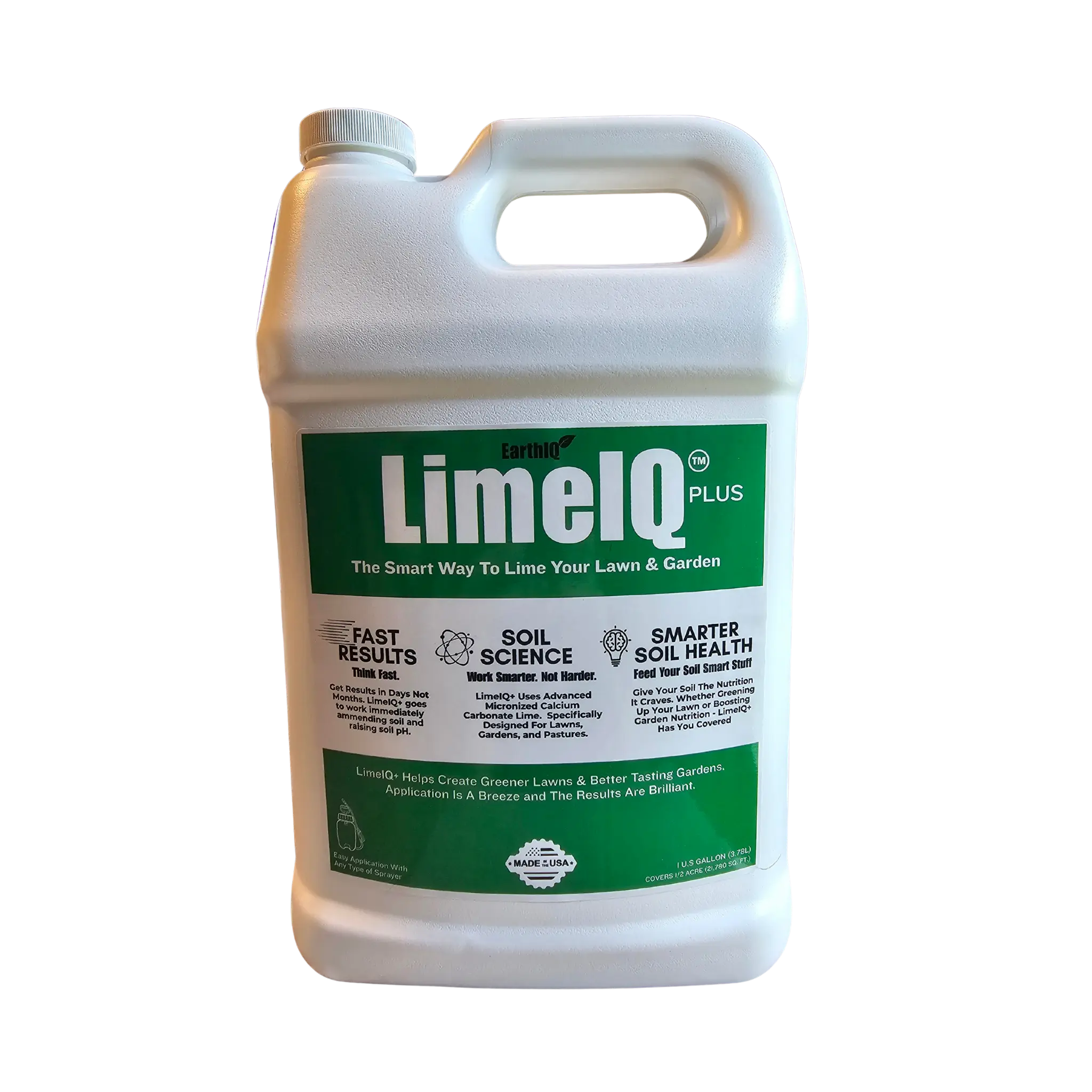 LimelIQ Plus - 1 Gallon Fast Acting Liquid Lime for Lawn & Garden - Raising Soil pH & Improving Nutrient Availability - Smart Soil Science Solution
