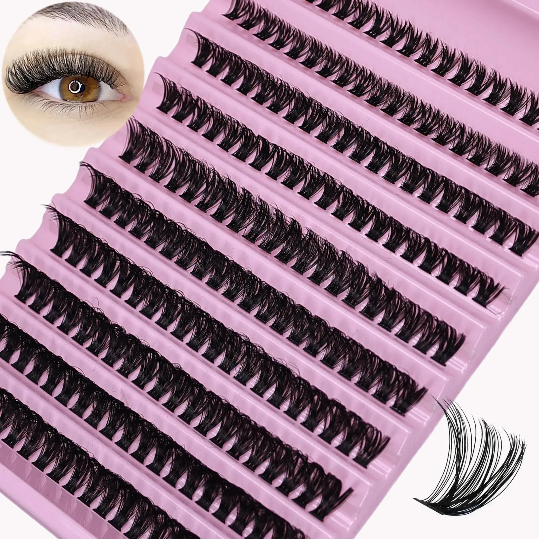 Individual Lashes 8-16mm 200pcs Cluster Lashes Natural Look Mixed Tray DIY Cosmetic Individual Eyelash Extensions Eyelash Extension Volume Lash Clusters Eyelashes Long Volumized False Eyelashes Faux Cluster Lashes