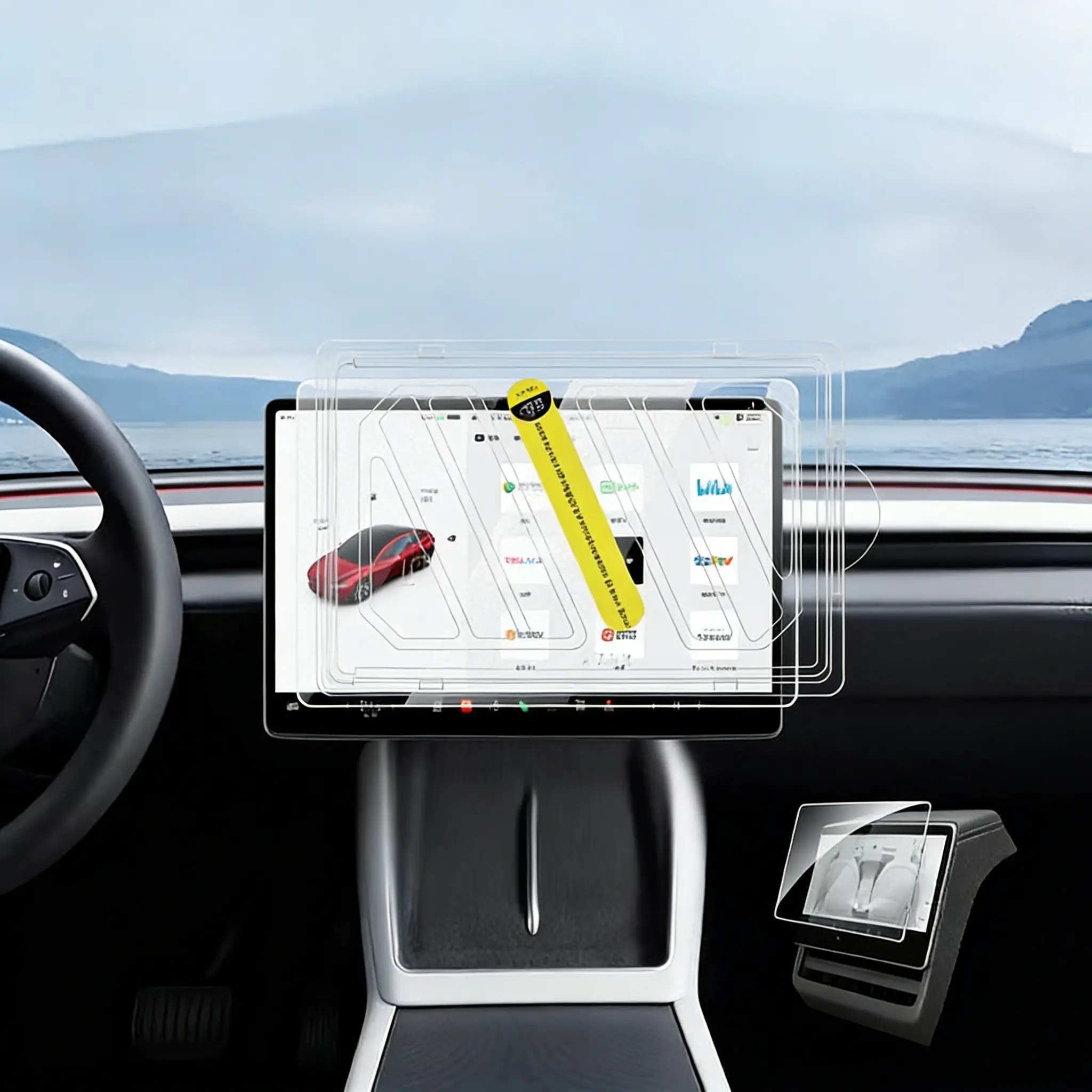 Tesla Model 3/Y (2017-2026) Tempered Glass Screen Protector with Dust-Free Application Tool, HD Clear, Anti-Scratch & Easy Installation