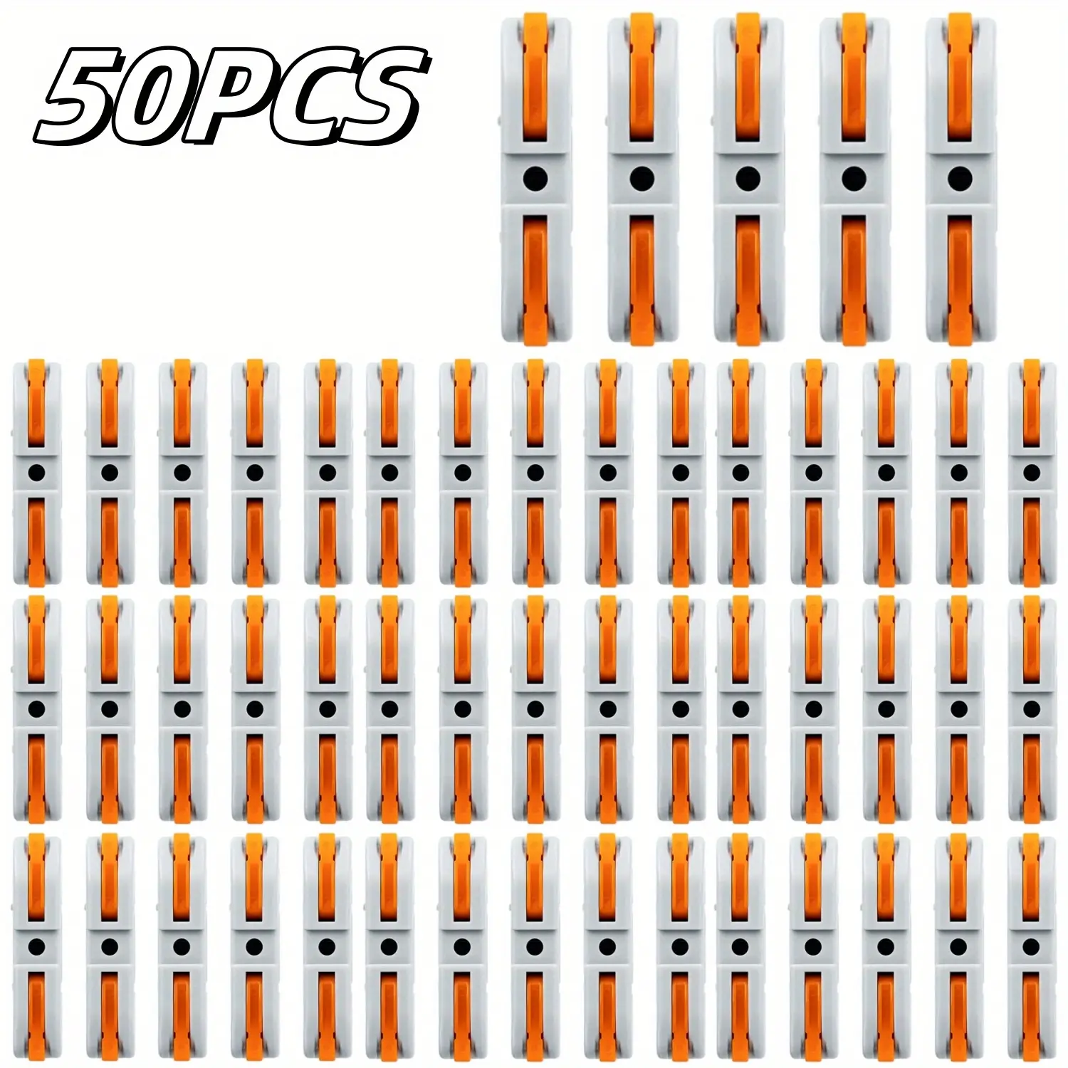 50Pcs Wire Connector 1 Conductor Compact Splicing Wire Connectors for Circuit Inline 24-12 AWG Orange
