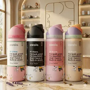 Owala FreeSip 32oz Insulated Water Bottle – Stainless Steel, Leakproof Flip Lock Lid, BPA Free, Keeps Drinks Cold 24H Hot 12H, Reusable Sports Travel Gym Bottle with Built-in Straw Design