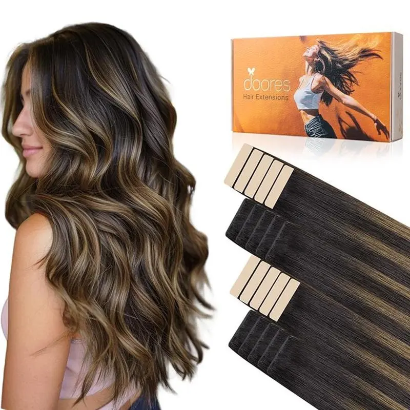 Doores 50g 14-24inch injected Tape in Hair Extensions 100% Human Hair No Glue No Clip, Pre-Bonded more Invisible#tiktokshopbacktoschool