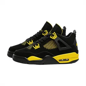 Classic High Top Black Yellow Retro Basketball Shoes Breathable Mesh Air Cushion Shock Absorption Fashion Streetwear Athletic Sneakers