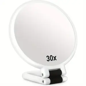 30x Magnifying Dual-Sided Handheld Makeup Mirror, 360° Adjustable Handle for Travel, Ideal for Makeup and Skincare, No Batteries Needed, Travel Hand Mirrors