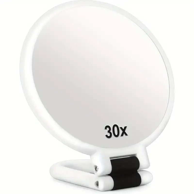30x Magnifying Dual-Sided Handheld Makeup Mirror, 360° Adjustable Handle for Travel, portable vanity mirror, Cosmetic Mirror, Ideal for Makeup and Skincare, No Batteries Needed, Travel Hand Mirrors, Hand Held Mirrors with Handle