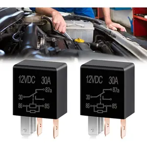 2 Pack Car 5 Pin 12V 30A Relay - High Performance Waterproof Stable Multi-Purpose Heavy Duty Standard Kit for Automotive Motor Replacement Accessories (Black)