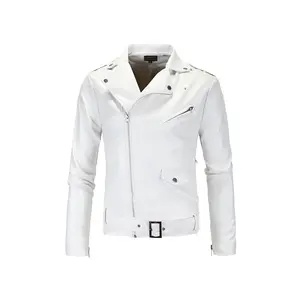 Men's Asymmetrical Slim Fit Biker Leather Jacket - 100% Original Leather with Smooth Zip Fastening