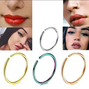 1PC Thin Titanium Nose, Lip & Ear Hoop Piercing (Size: 8mm, 10mm)