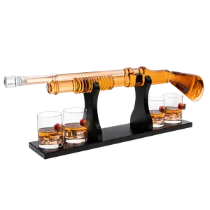 Shotgun Whiskey Decanter Set - Limited Edition - 800 ml & 4 12oz Bullet Glasses - Unique Gift - Drinking Party Accessory, Handmade Gun Liquor Decanter, Tik Tok Gun Decanter Gifts for Dad