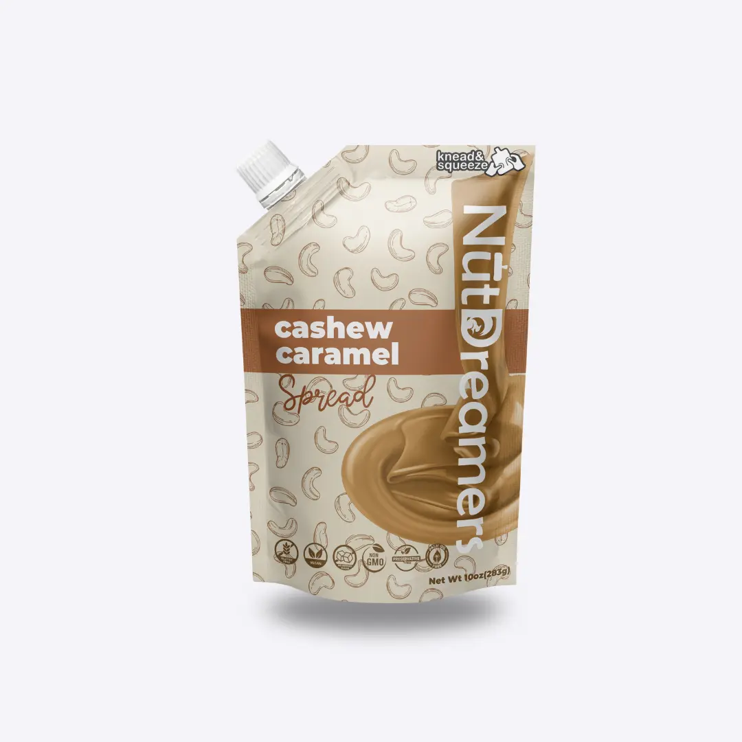 Vegan Cashew Caramel Spread - Natural Flavor, Gluten-Free, No Refined Sugar, No Dairy, Caffeine-Free, No Palm Oil, Healthy Nut Food Snack for Fruits