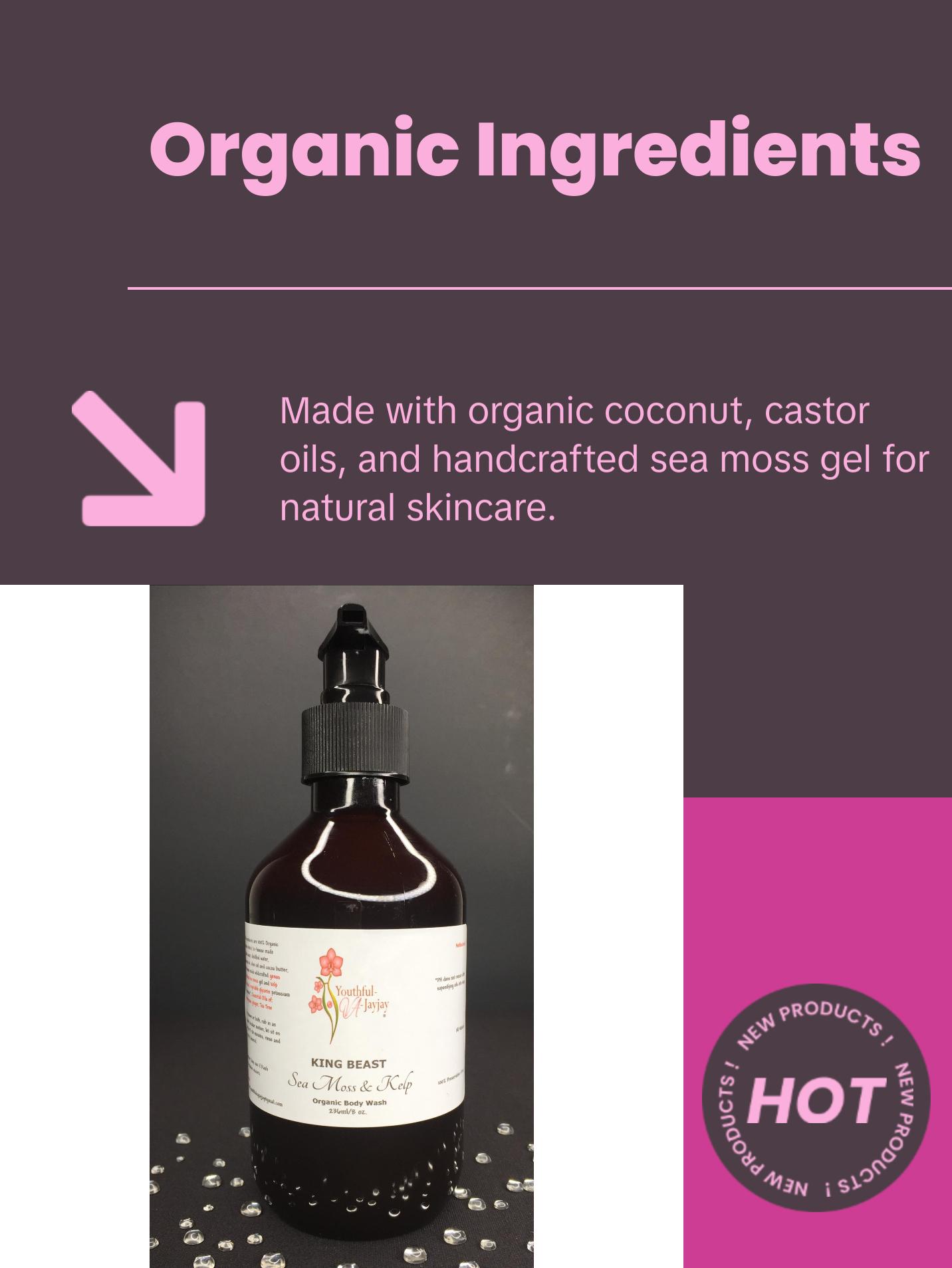 KING BEAST: Organic Sea Moss & Kelp Body & Facial Wash, 10 oz.