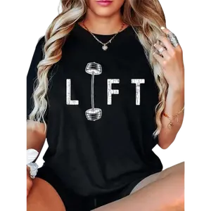 [100% Cotton] 100% Cotton Lift Funny Gym Inspiring Motivational Graphic T-Shirt T-Shirt For Men And Women