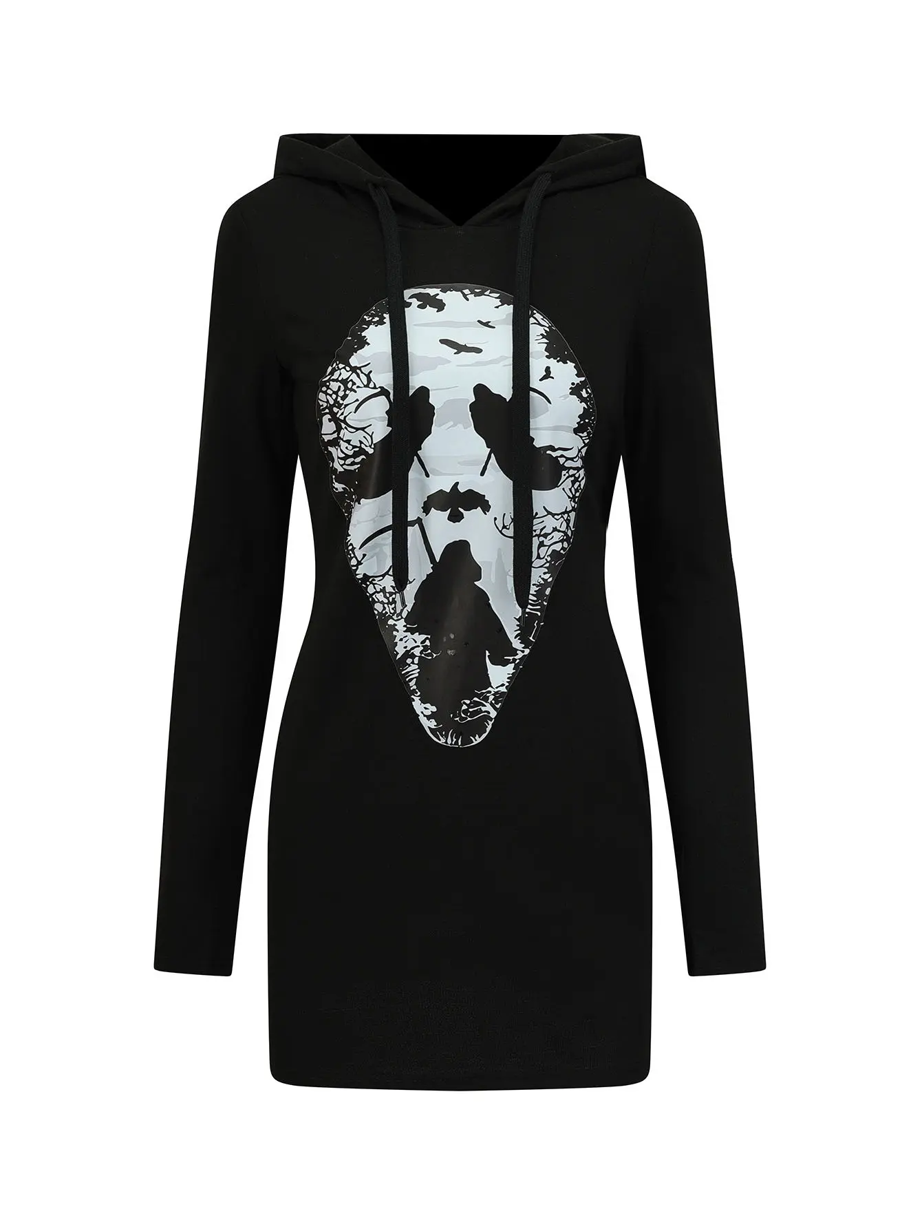 Women's Ghostly Glam Hooded Dress, Ladies Clothes, Casual Womenswear, Halloween Hoodie Dress