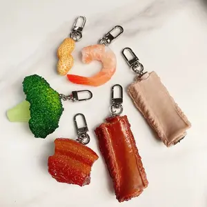 1Pc Fun Creative Simulation Resin Shrimp Keychain Personalized Food Pendant Bag Pendant