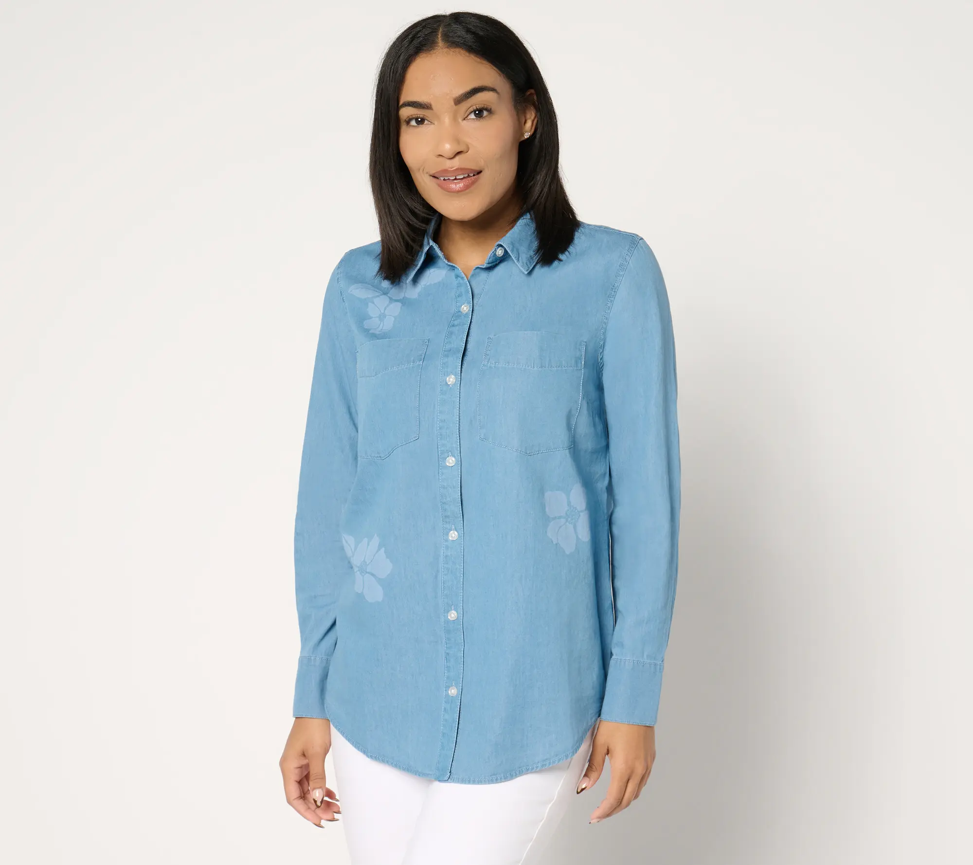 Studio Park x Amy Stran 100% Cotton Stamped Chambray Shirt