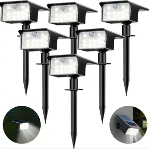 Solar Powered Outdoor Spotlight, Waterproof Solar Flood Light with 3 Modes, Outdoor Solar Led, Outdoor Lighting for Garden, Yard, Patio, Lawn, Solar Landscape Lights, Solar Fence Lights, Solar Pathway Lamp