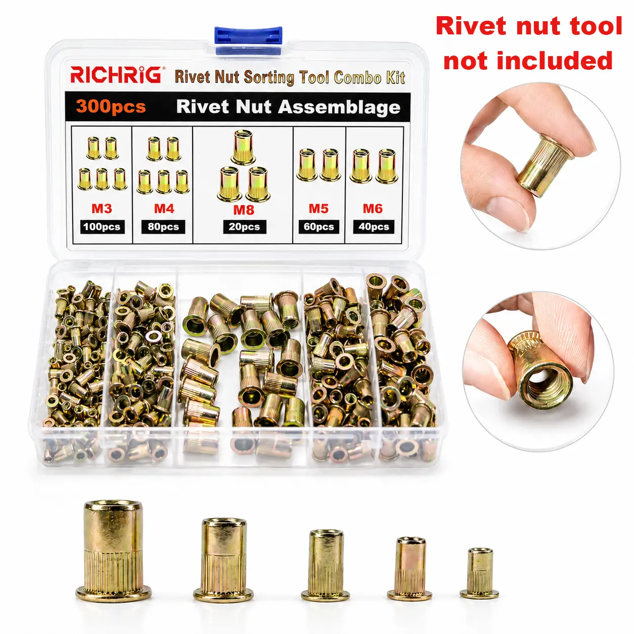 Rivet Nut Set (Sizes M3–M8, Carbon Steel) – Suitable for Automotive Repair and Warehouse Operations – Father's Day Gift