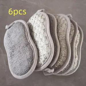 Silver wire sponge block, kitchen multi-functional double-sided dishwashing sponge - reusable and machine washable, suitable for cleaning in the kitchen, home and bathroom - very suitable for removing grease, dirt and food residues