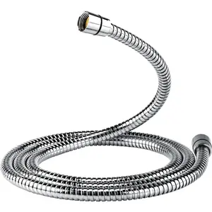 Stainless Steel Shower Hose, 6.6 ft (79 in) Extra Long Chrome Plumbing Hose with Brass Insert, Nut & Rubber Washers, Flexible, Brushed Nickel Option, Dual Head Compatible, Easy Install for Shower System & Bathroom Cleaning