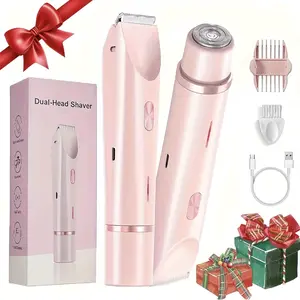 Electric Hair Trimmer for Women, Portable Hair Trimmer, Rechargeable 2 in 1 Body & Facial Diffuser Hair Removal Double Head Trimmer for Face Underarm Legs, Gifts for Girl, Women's Electric Shaver, Dual Heads for Painless Trimming of Pubic Hair
