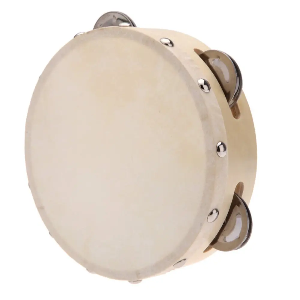 6in Hand Held Tambourine Drum Bell Metal Jingles Percussion Musical Toy for KTV Party Kids Games