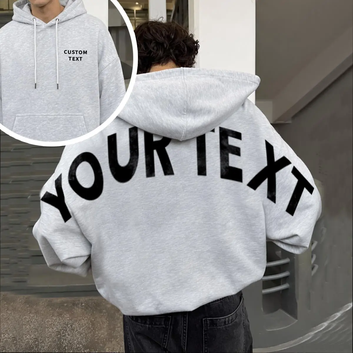 Custom Large Text Hoodie Oversized Personalized Shoulder-to-shoulder Back Lettering Sweatshirt Or Hoodie Front Back Print
