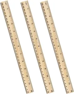 3 Pack Wooden Ruler 12 Inch Rulers Bulk Wood Measuring Ruler for Students Office School Supplies 2 Scale (30 cm)