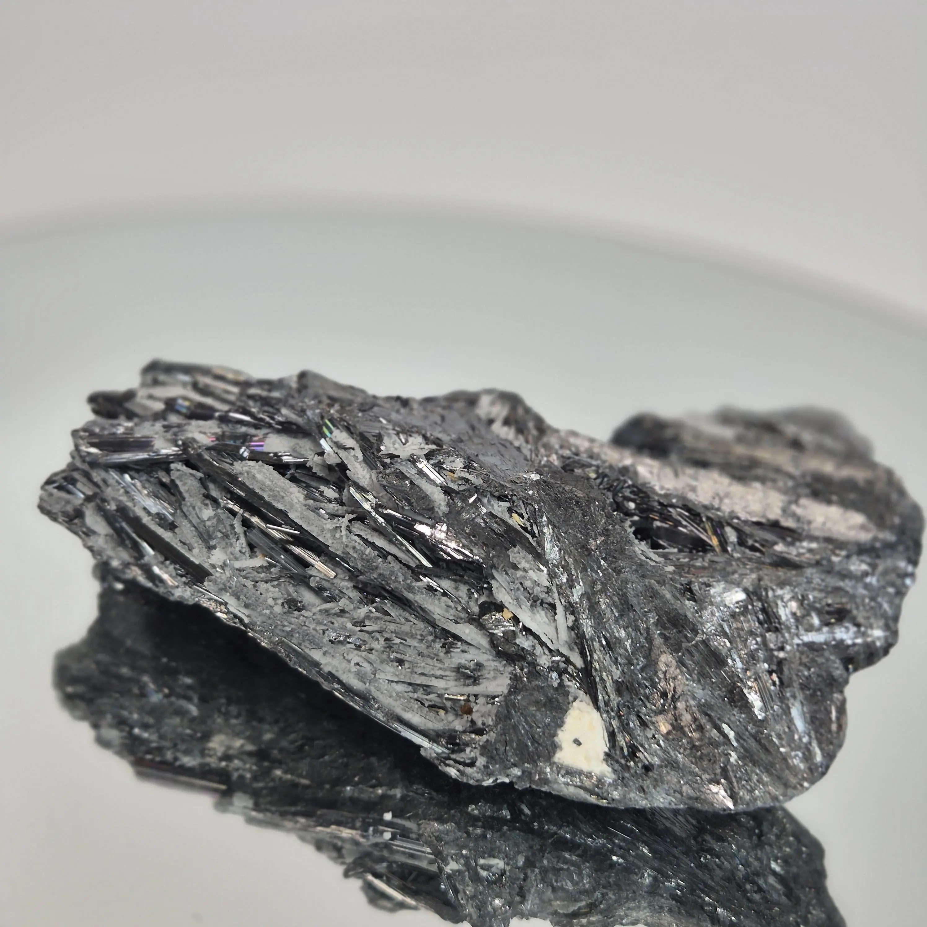 Large Natural Stibnite Crystal Specimen - 14.55 oz, 5.5 x 2.5in - Raw Metallic Mineral Collectible