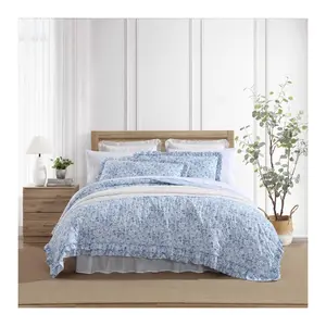 Laura Ashley Quartet Blue Full/Queen Quilt ShamSet