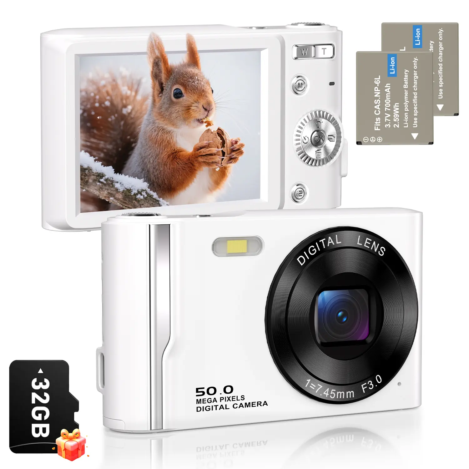 Portable Mini Digital Point & Shoot Camera - Compact Pocket Camera with SD Card Slot, USB Charge, Rechargeable Battery, Gift Ready for Teenagers, Handheld Electronics Gadget