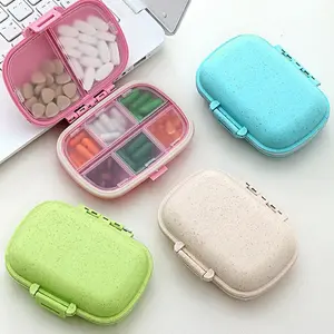 Portable 8-compartment Pill Box, 1 Count Pill Container with Removable Lid & Lock, Household Pill Organizer, Dustproof Medicine Organizer for Daily Medicines, Supplements, Vitamins and Fish Oils