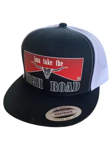 RW IMMA Take the High Road Hat - Snapback Cap with Flat Bill, Black Color, and Red and White Logo Design