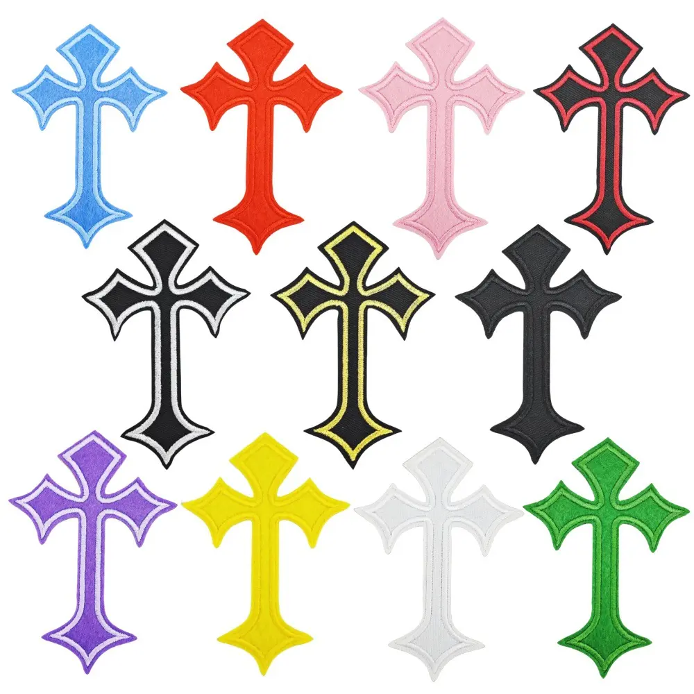 11pcs Cross Designs Iron-On/Sew-On Applique Patches, Iron Patch Trim & Embellishments for Jeans, Hats, Jackets