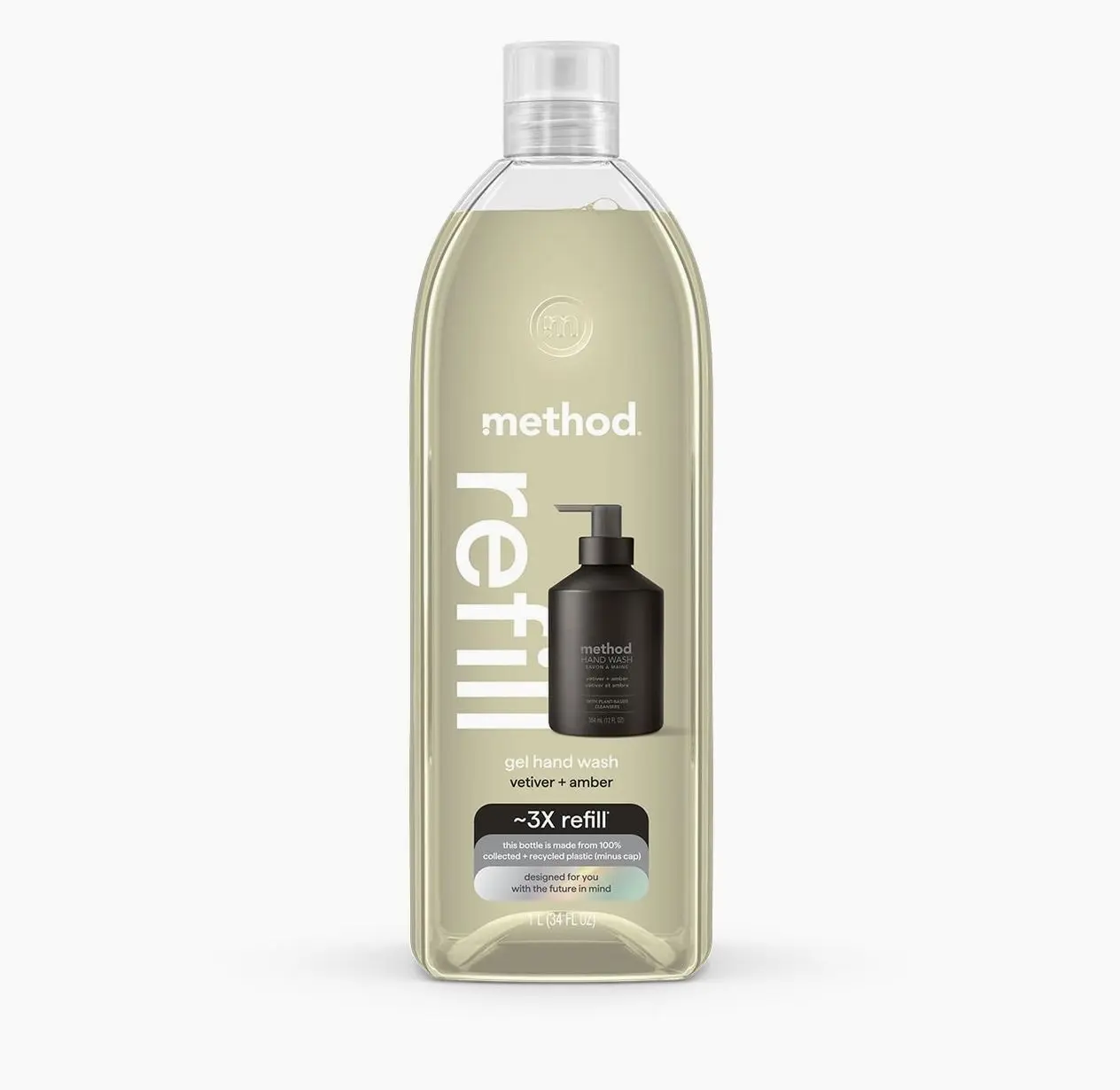 Method Gel Hand Soap Refill, Vetiver + Amber, 34 Fl Oz (Pack of 1) (Packaging May Vary)