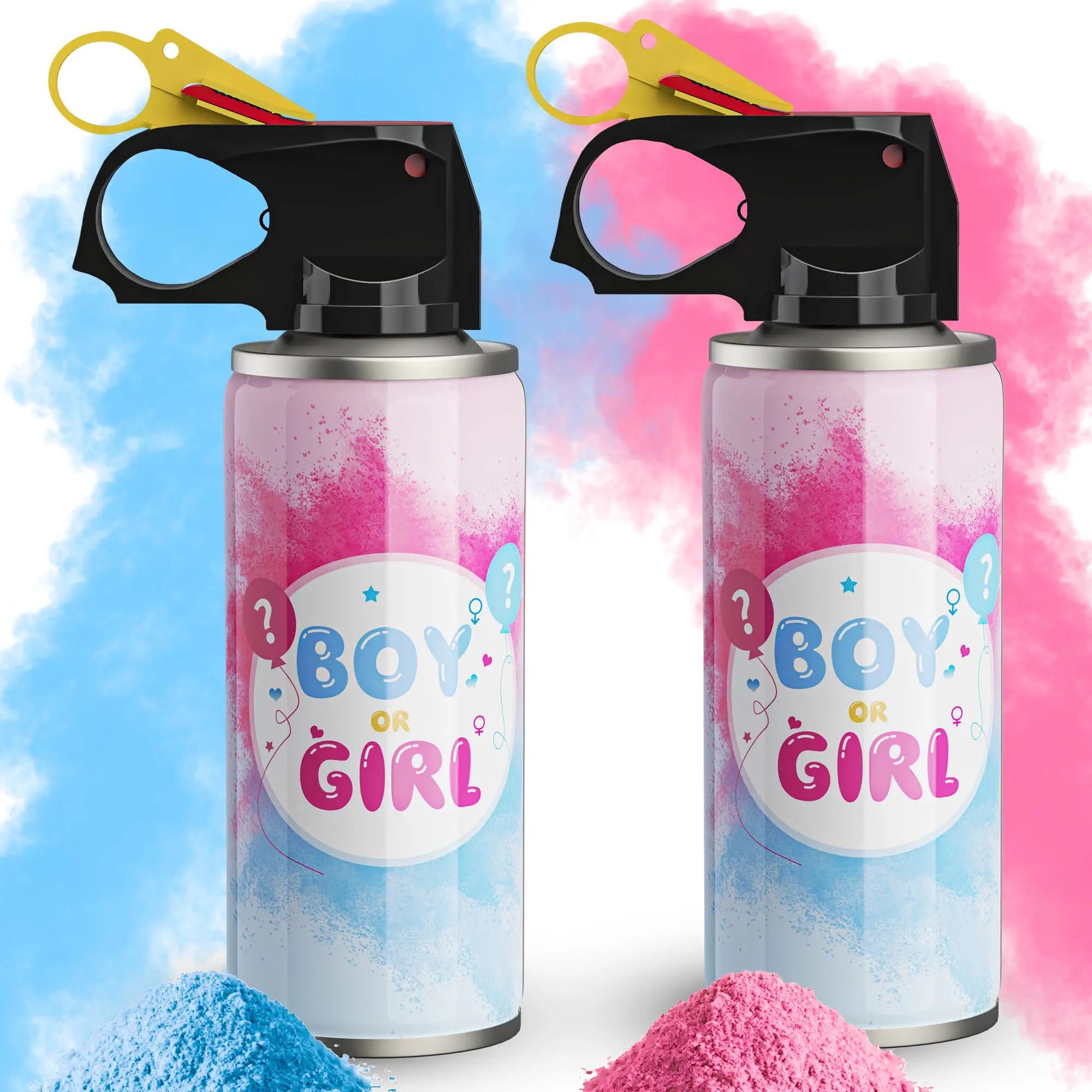 Gender Reveal Fire Extinguisher Color Blasters,2 Bottles for Baby Gender Reveal, baby party,Halloween, Birthday Outdoor Activities