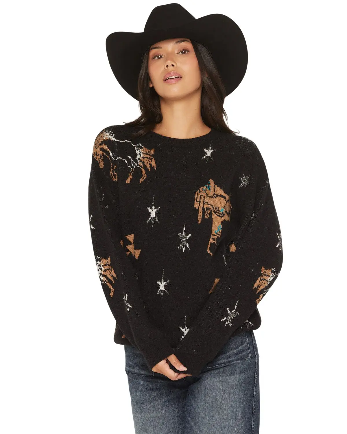 Rock & Roll Denim Women's And Women'S Conversational Print Sweater - Bw32t07812