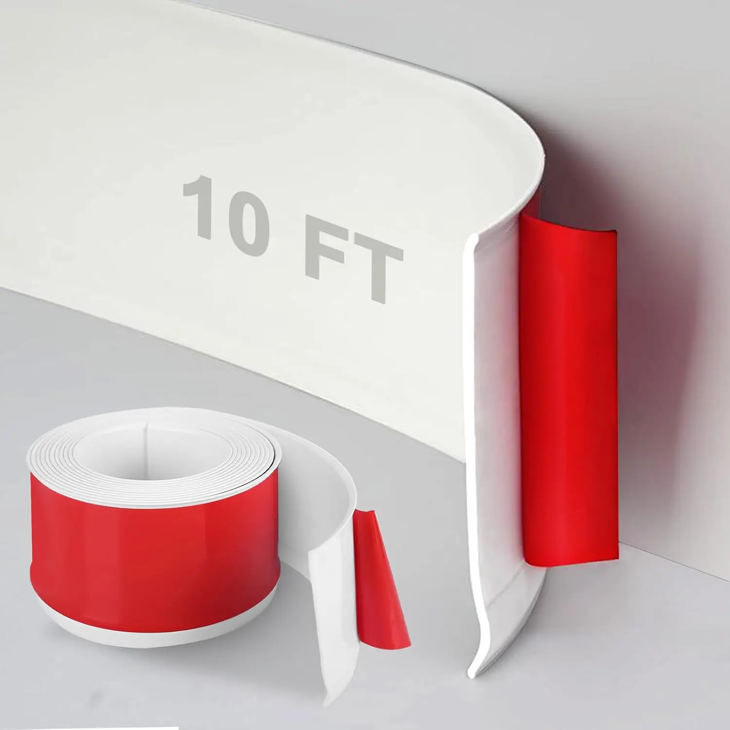DSGL Flexible Baseboard Molding Trim, 4 in x 10 Ft Self-Adhesive Vinyl Wall Base,Peel and Stick Rubber Wall Base Moulding Trim (White)