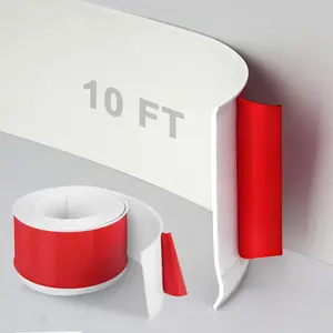 DSGL Flexible Baseboard Molding Trim, 4 in x 10 Ft Self-Adhesive Vinyl Wall Base,Peel and Stick Rubber Wall Base Moulding Trim (White)