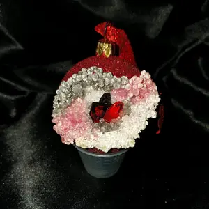 Pink/Silver/White Borax Crystal Geode Ornament