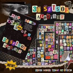 1600+pcs Alphabet Sticker Book, 30 Sheets A-Z Mixed Font Letter Stickers, One Page Per Letter for Journal, Scrapbook, Scrapbooking, Laptop, Phone Case & Gift Box for Stationery Lovers, Creatives & Collectors