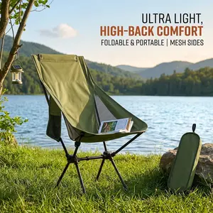 Ultra-Lightweight Folding Camping Chair | 330LBS Capacity | Portable for Outdoor Compact Portable Camp Chair with Carry Bag, Sturdy Steel Frame Outdoor Beach Chair for Hiking Travel Picnic, Green