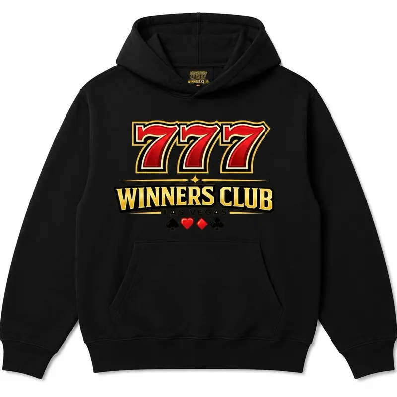 777 Winners Club Graphic Hoodie, Casual Unisex Pullover for Daily Wear