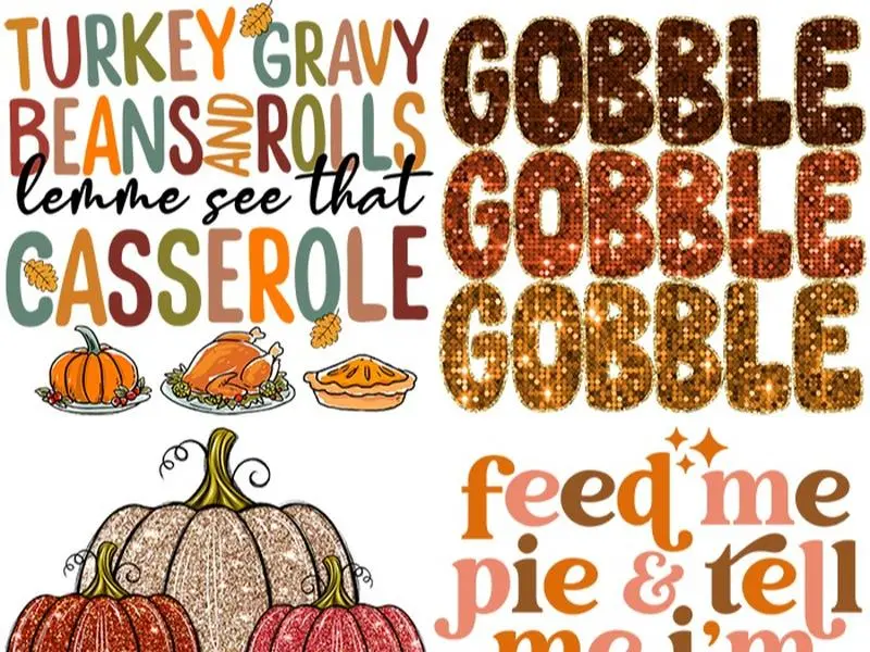 Thanksgiving Glitter Sequin DTF Gang Sheet