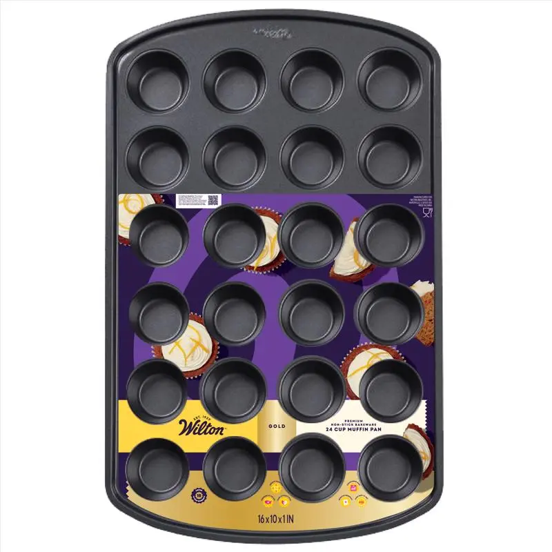 Wilton 6089609 Non-Stick Gold Mini Muffin Pan, 10x16 in, Black Nonstick Cookware, Baking Tin & Mold for Kitchen Use, Non Stick Pan
