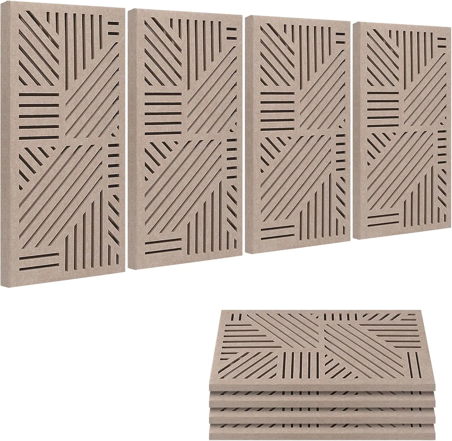 BUBOS 4-Pack Thick Polyester Soundproof 3D Wall Panels, 23.6''x11.8'' Pre-Glued Textured Surface Self-Adhesive Sound Absorbing VortexCore Camel Panels for Studio, Gaming Room, Pre-Glued 3D Wall Panels
